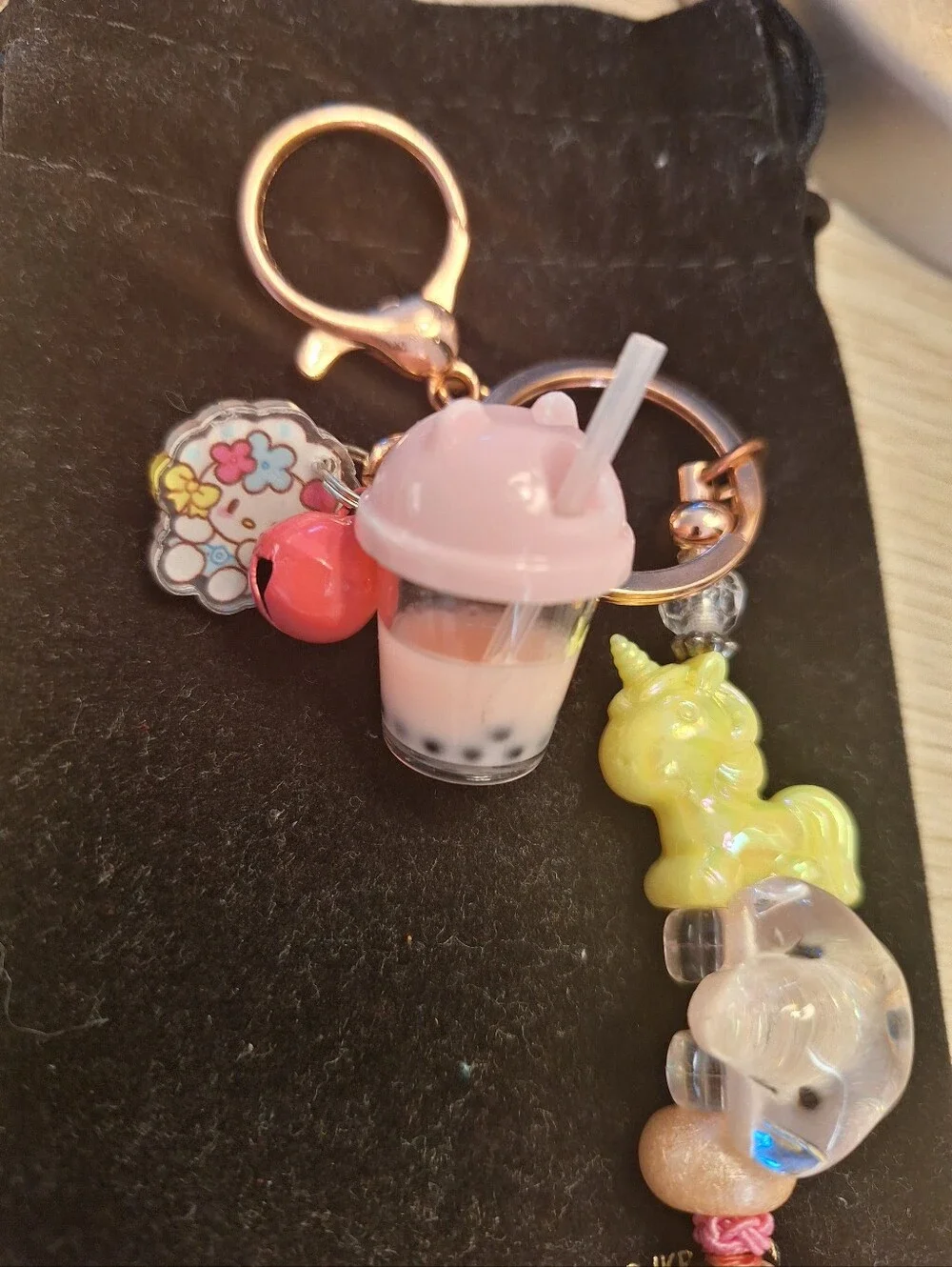 Kitty Bell Unicorn Sparkle Star Colorful Keychain Bag Charm Zipper Pull New